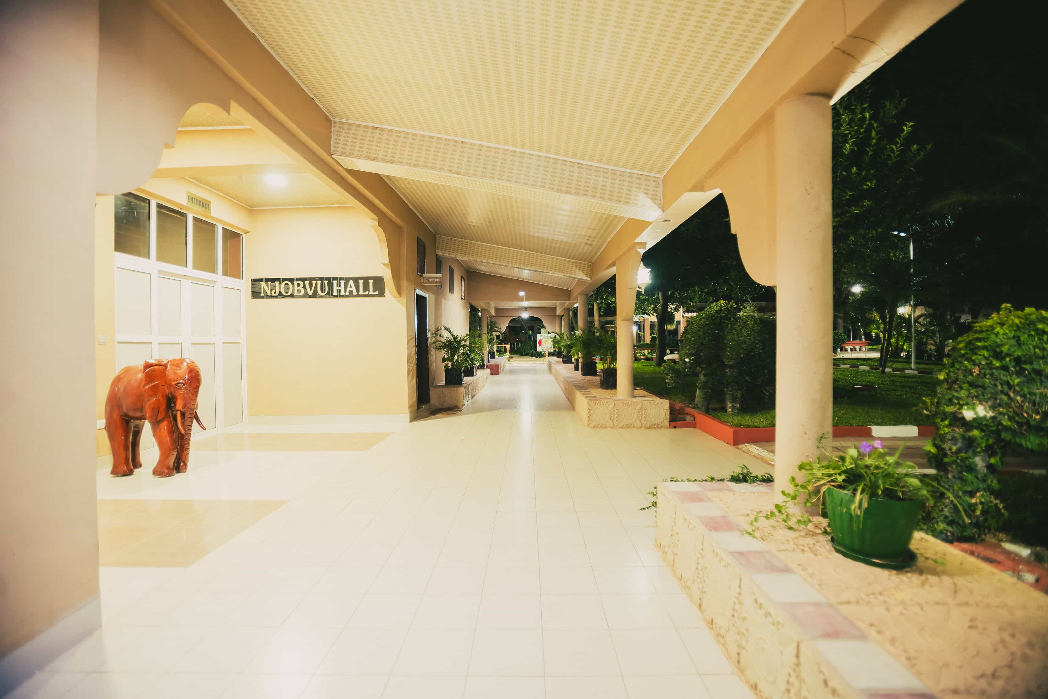 outside view of entrance of njobvu hall