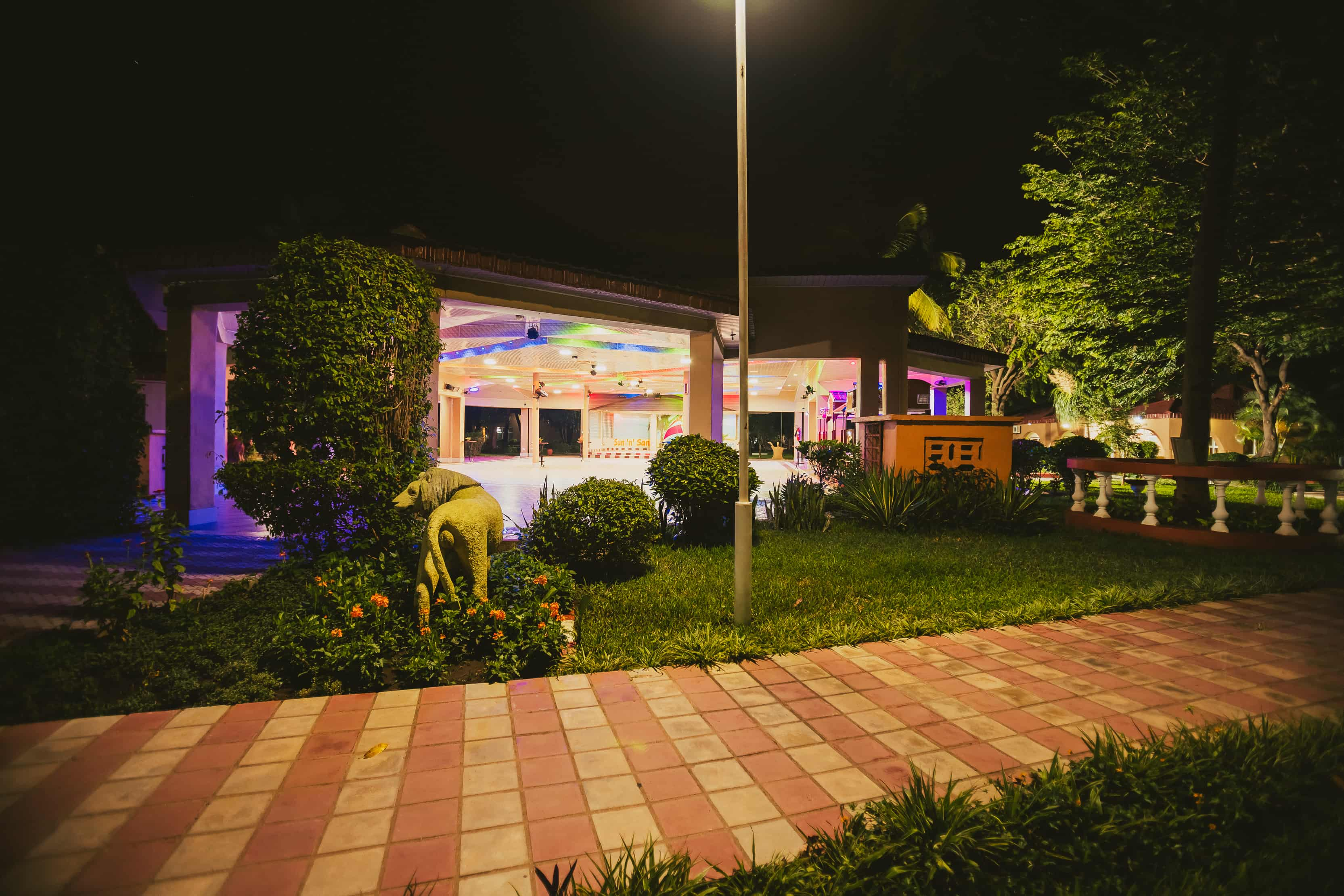 outside view of pavilion at night