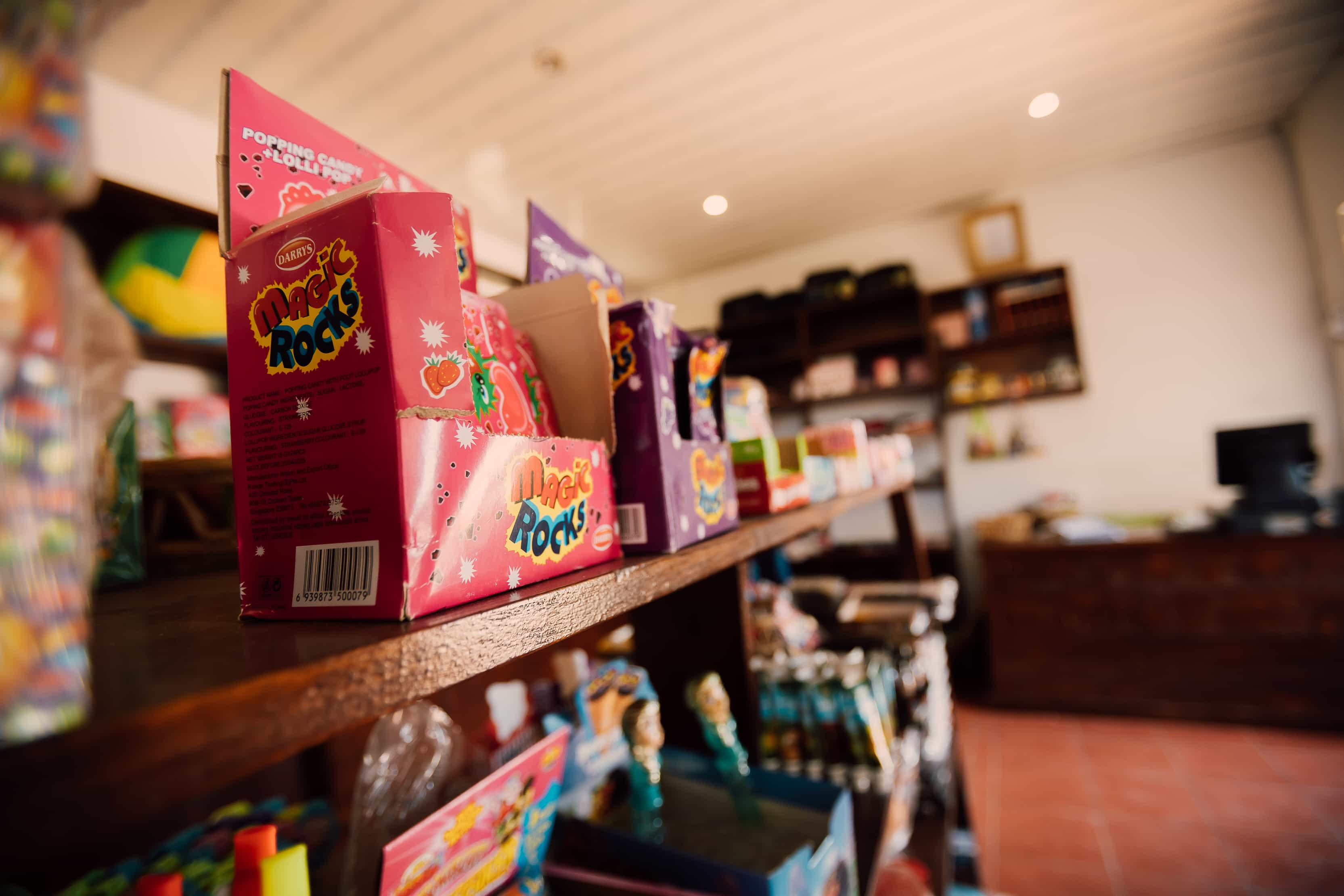 candy on shop counter