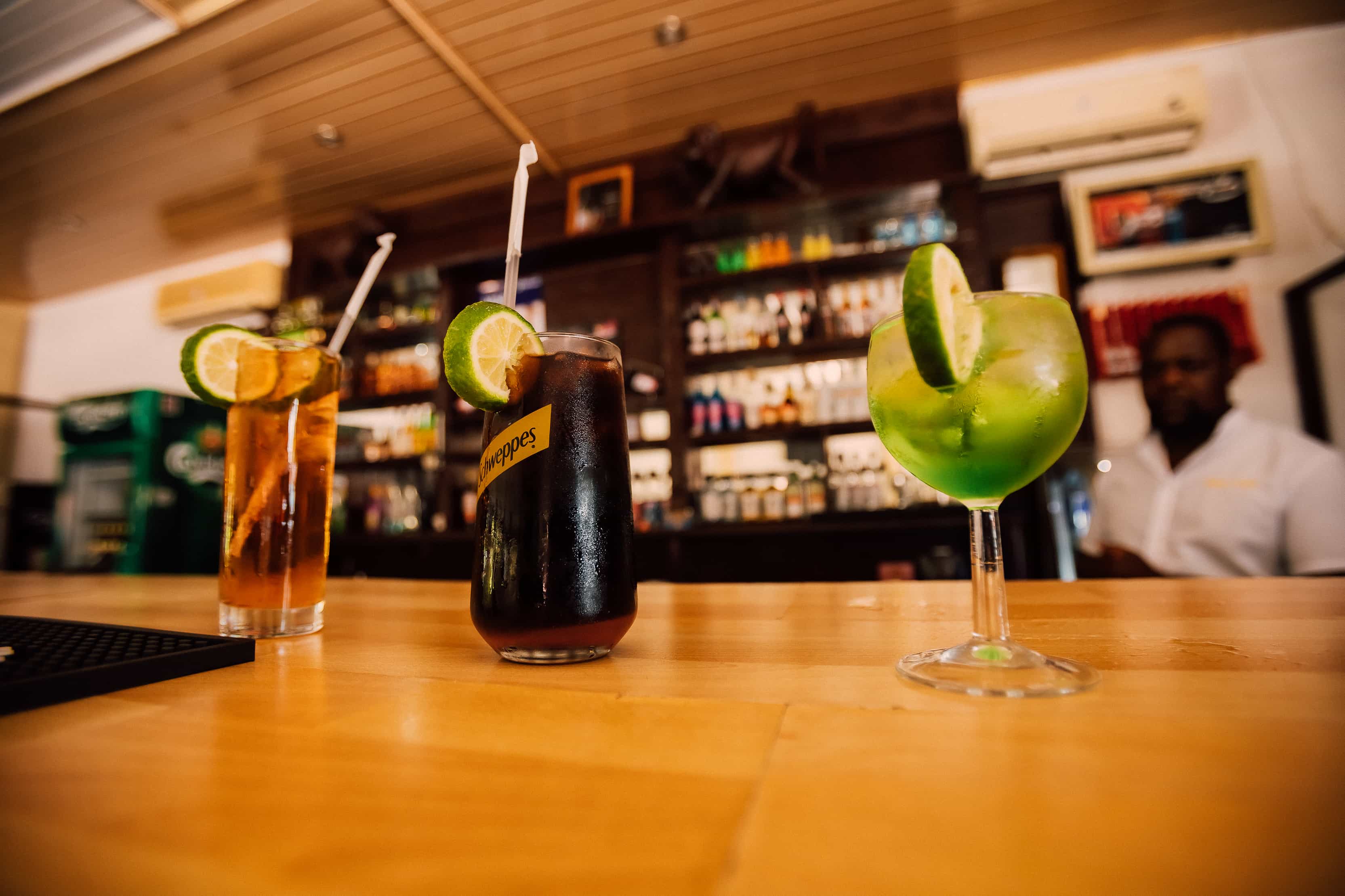 3 drinks in a bar