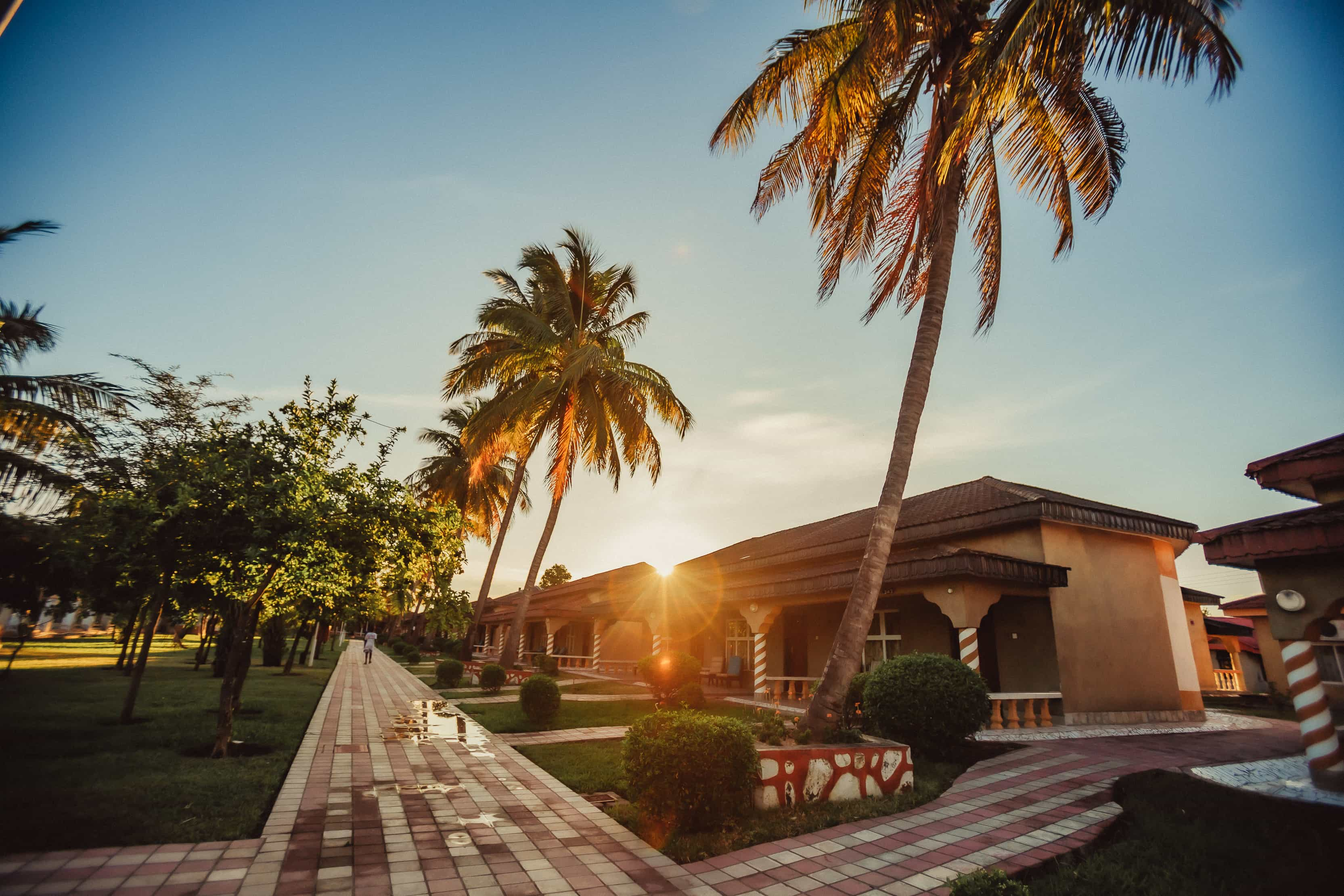 view rooms with pathway at sunset