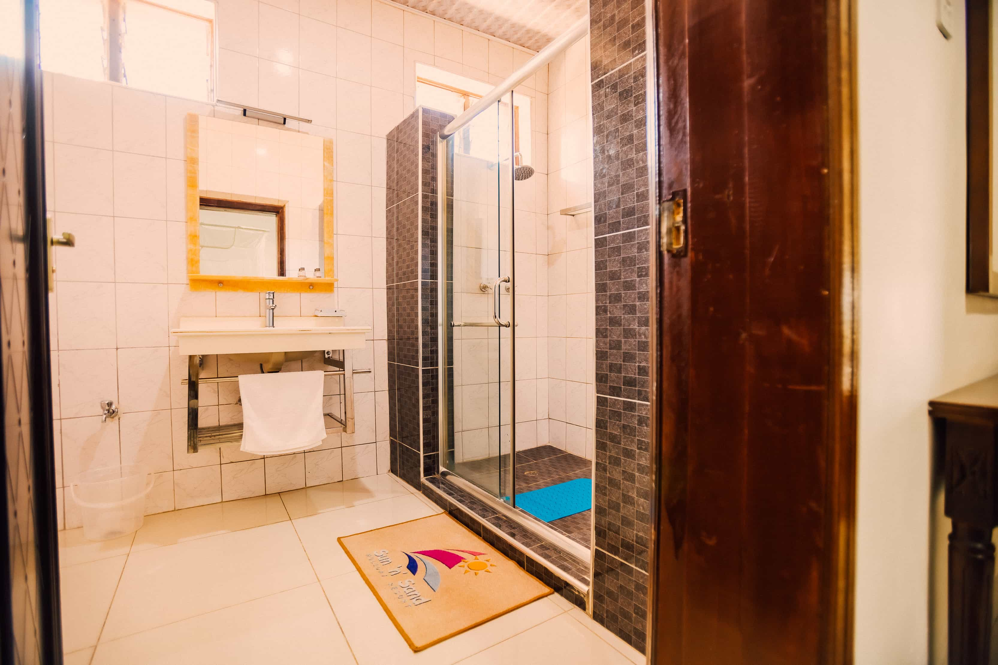 view of bathroom with sink and shower